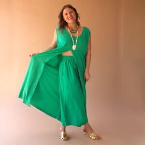 Kale green elastic waist pants